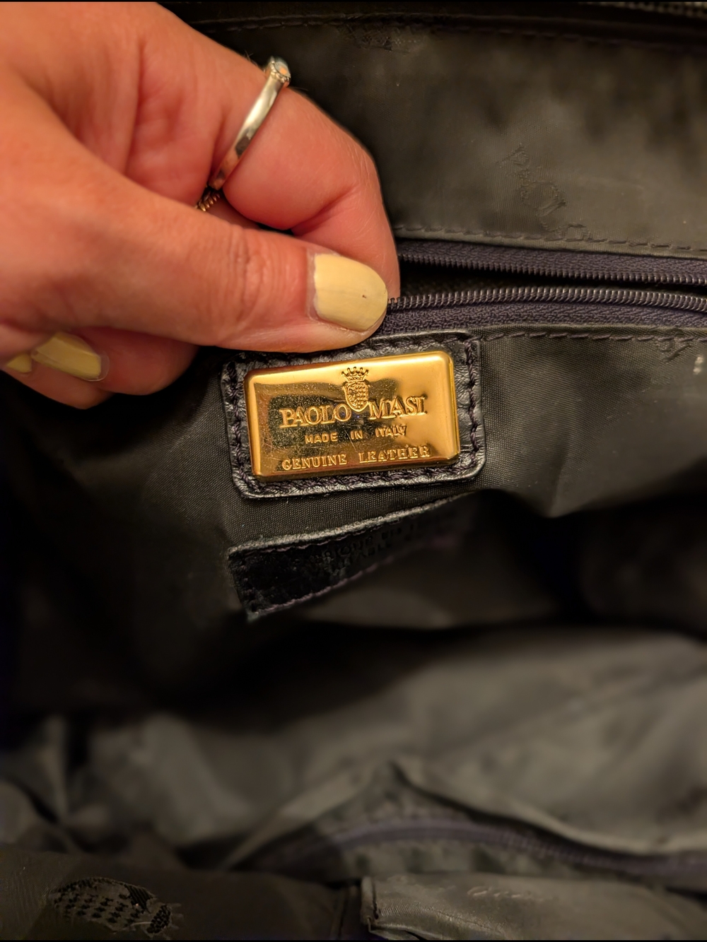Paolo Masi Black Leather Top-Handle Shoulder Bag